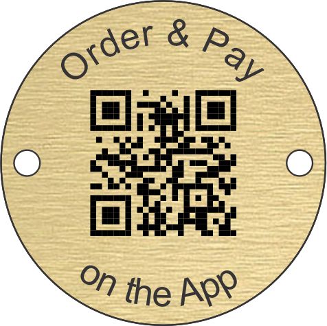 Brass Effect Screw Fixing Table Disc with QR Code 40mm